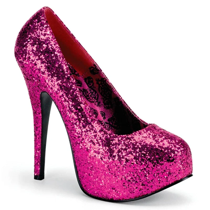 TEEZE-06GW Glitter Platform Heels (Wide Fit)