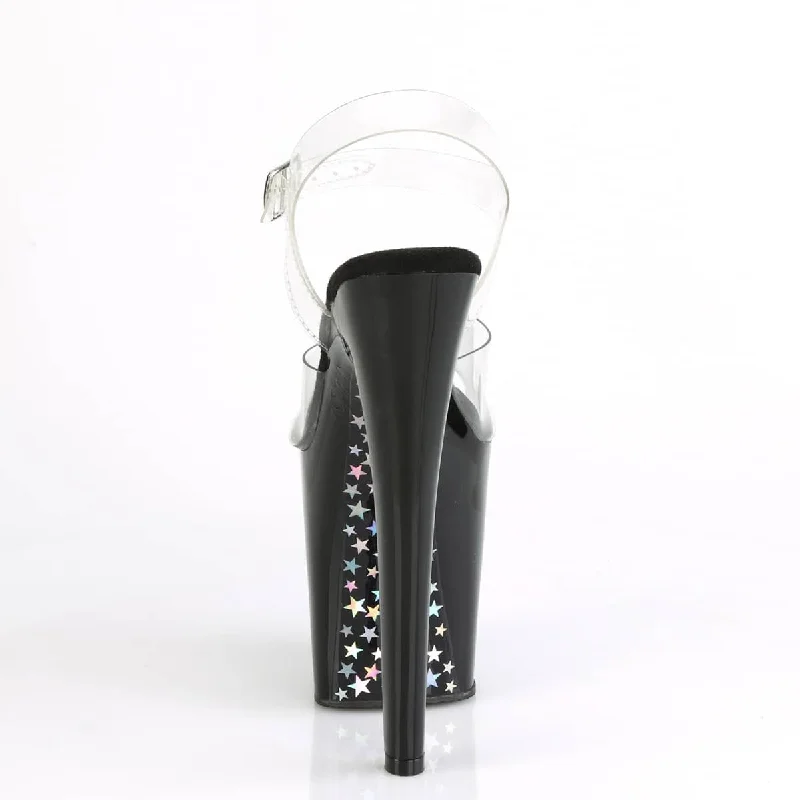 XTREME-808CHS Clear & Black Ankle Peep Toe High Heel