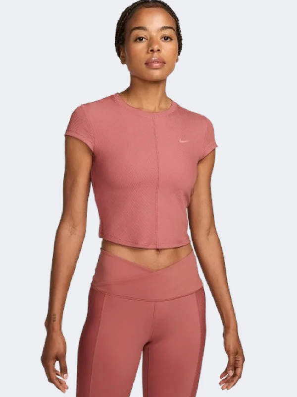 Nike One Fitted Rib Women Training T-Shirt Canyon Pink/White