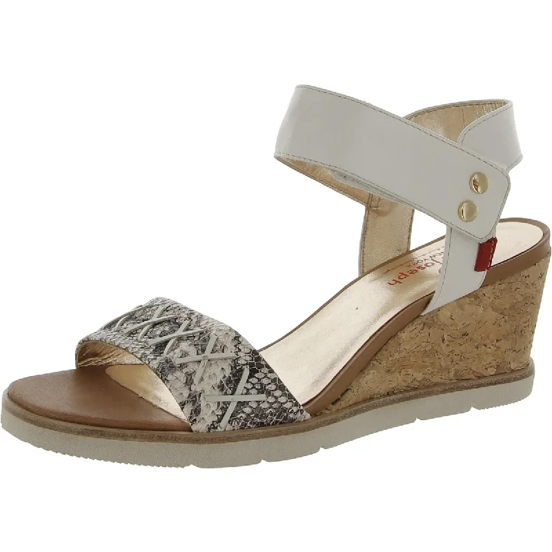 Marc Joseph Womens Dyckman St. Leather Snake Print Wedge Sandals