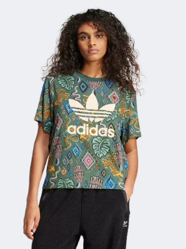 Adidas X Farm Rio Trefoil Women Originals T-Shirt Mineral Green