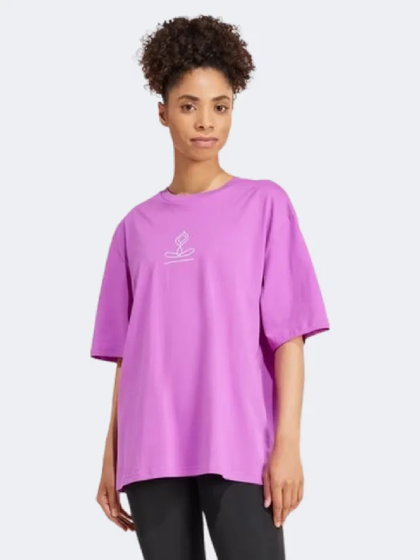 Adidas Yoga Stay Balanced Graphic Women Training T-Shirt Purple Burst