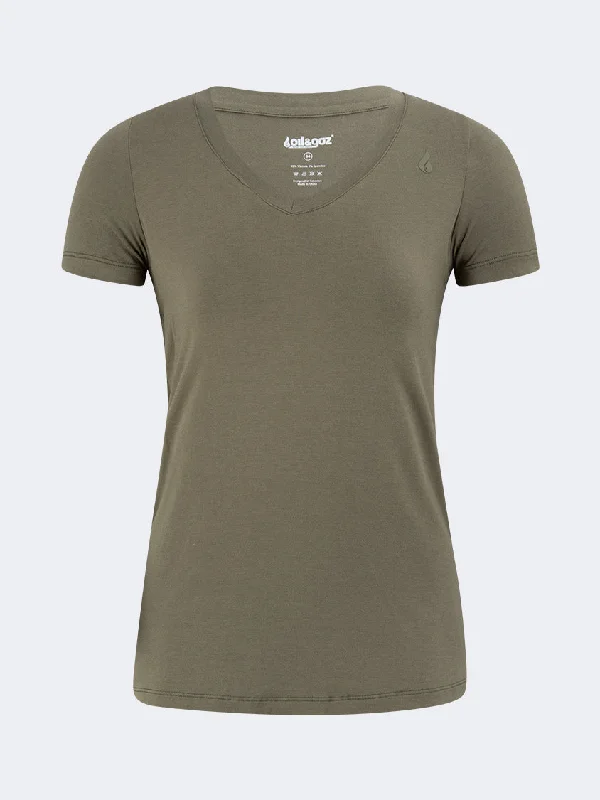 Oil And Gaz V Necck Women Lifestyle T-Shirt Olive