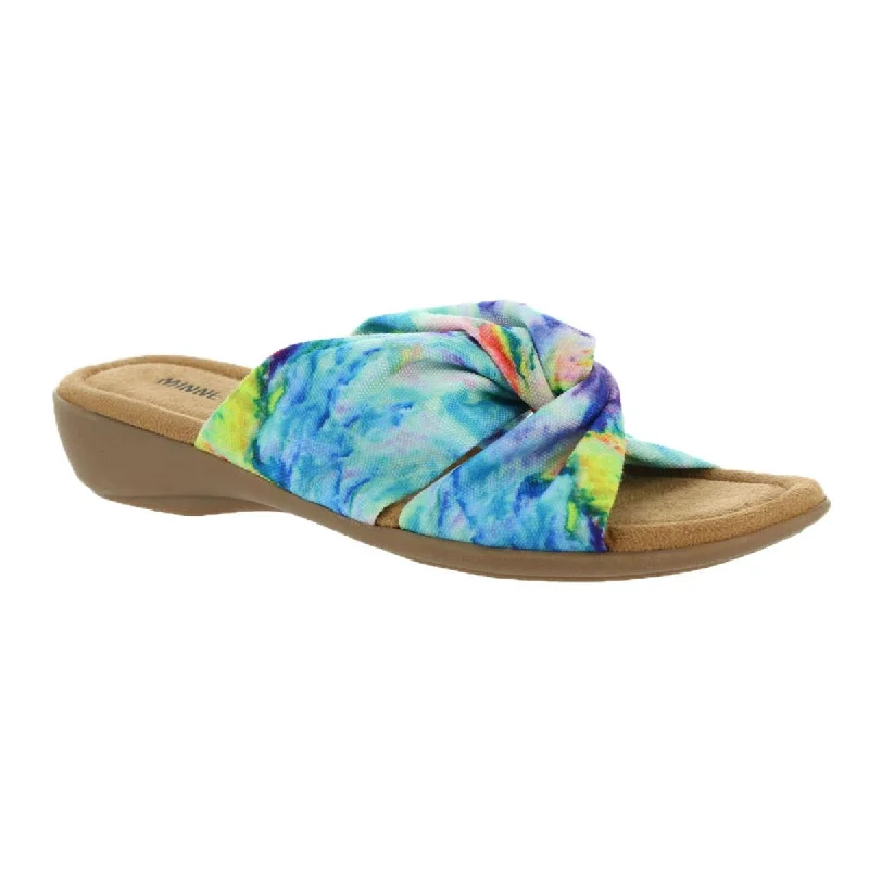 Minnetonka Womens Sarong Criss-Cross Front Slip On Slide Sandals