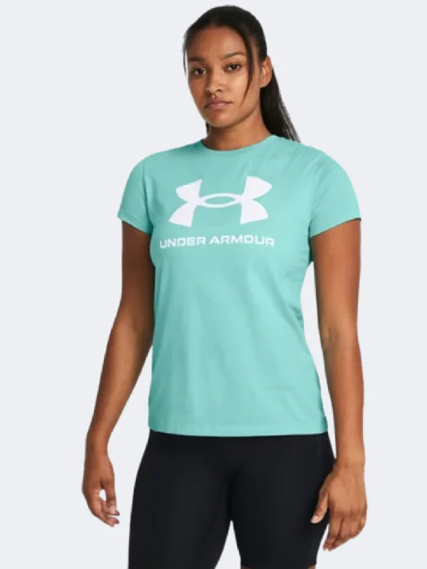 Under Armour Rival Logo Women Lifestyle T-Shirt Turquoise/White