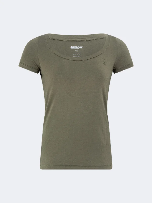 Oil And Gaz Round Neck Women Lifestyle T-Shirt Olive