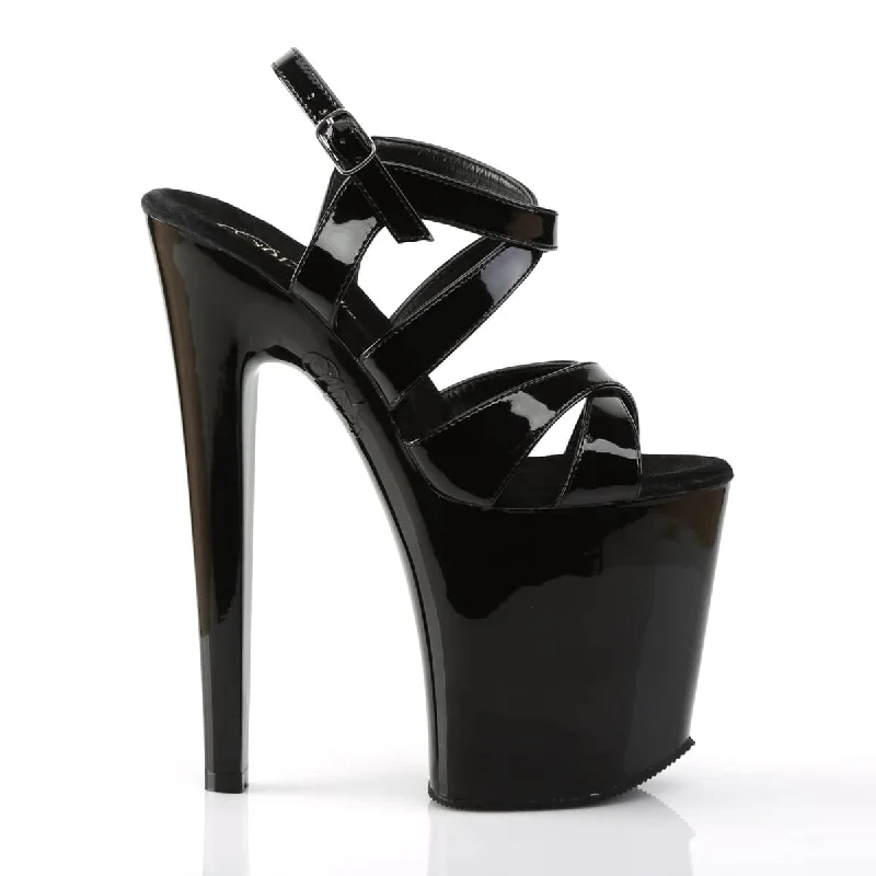 XTREME-872 Black Ankle Peep Toe High Heel