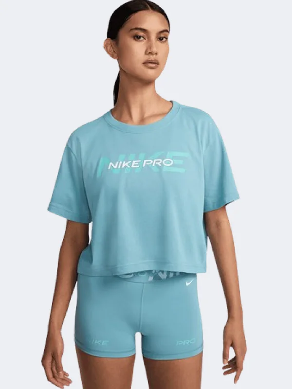 Nike Pro Fa24 Women Training T-Shirt Denim Turquoise