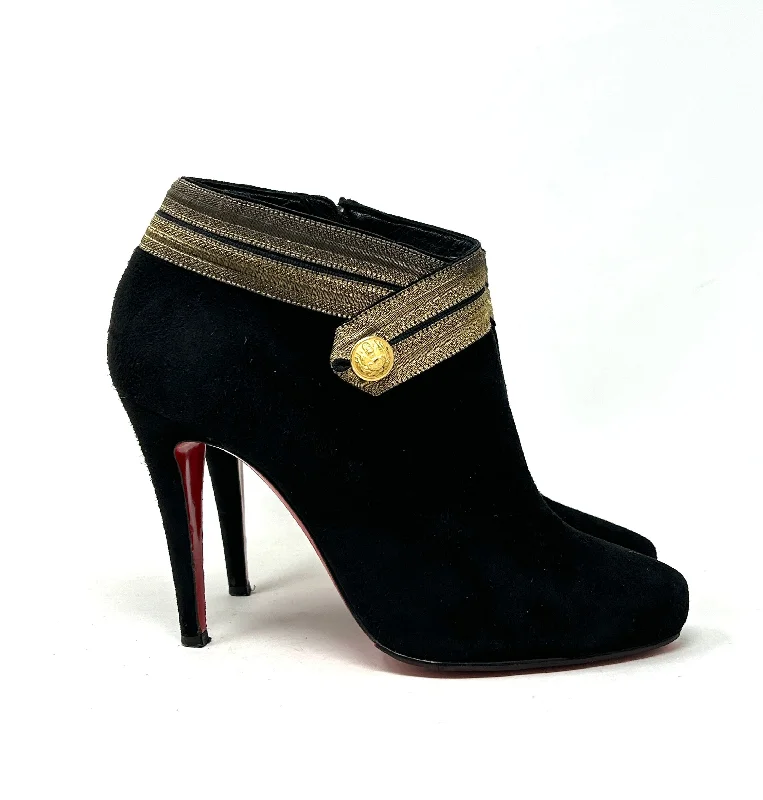 Christian Louboutin Marychal 100 Black Suede Heel Ankle Boots 39 UK 6