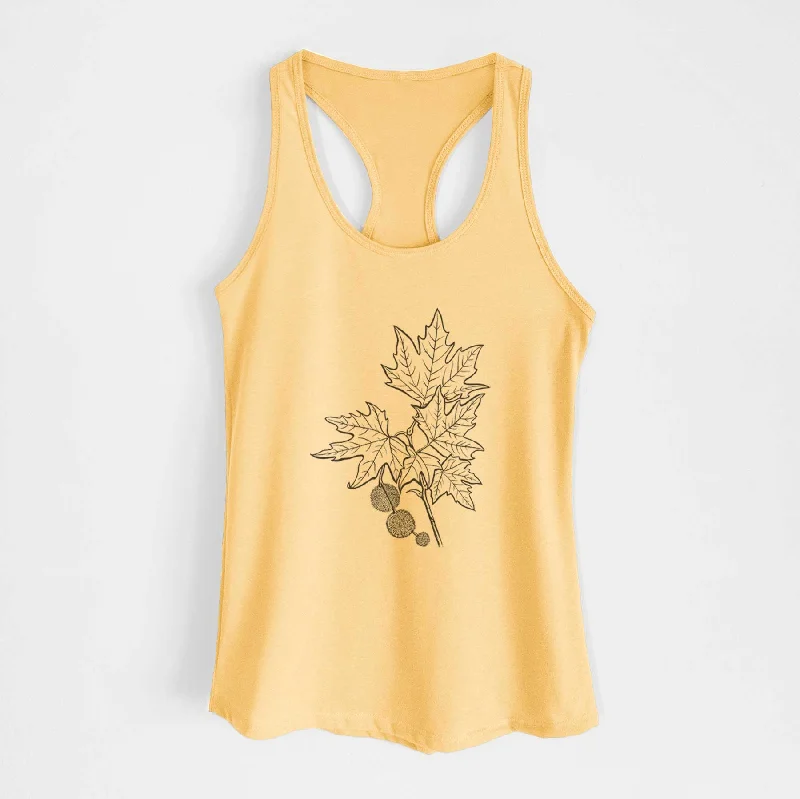 Platanus Orientalis - Oriental Plane Tree Stem with Leaves - Women's Racerback Tanktop