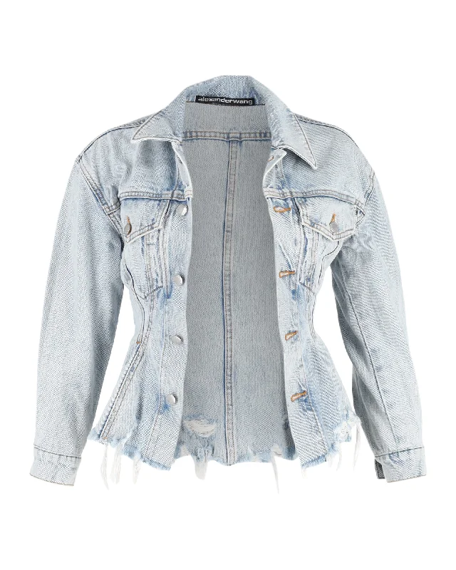 Alexander Wang Sculpted Denim Jacket in Light Blue Cotton