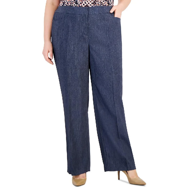 Kasper Womens Plus High Rise Work Wear Straight Leg Pants