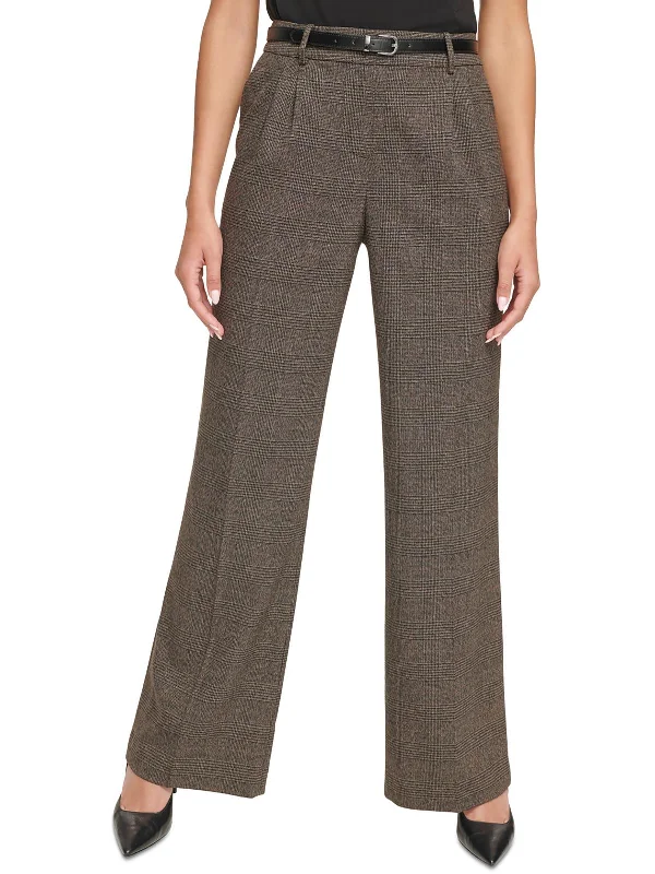 Womens High Rise Pleated Suit Pants