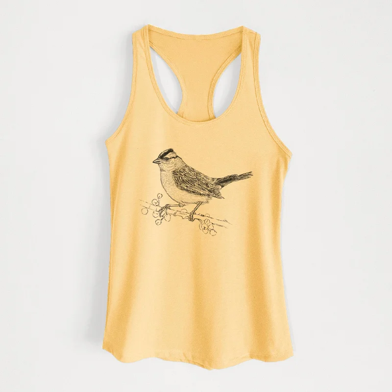 White-crowned Sparrow - Zonotrichia leucophrys - Women's Racerback Tanktop