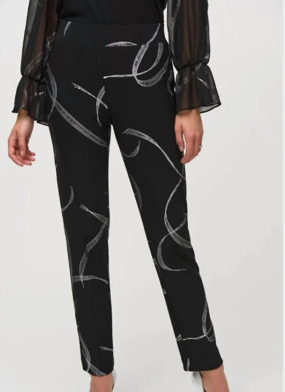 Silver Stripe Pants In Black Silver