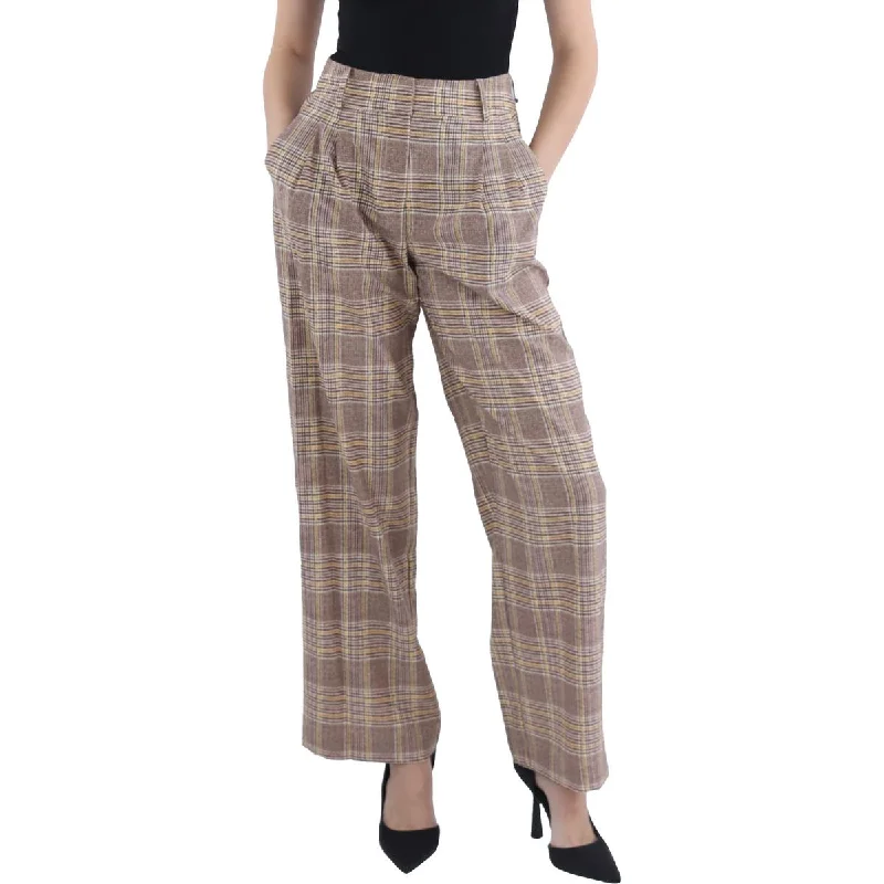 Vince Camuto Womens Houndstooth High Rise Wide Leg Pants