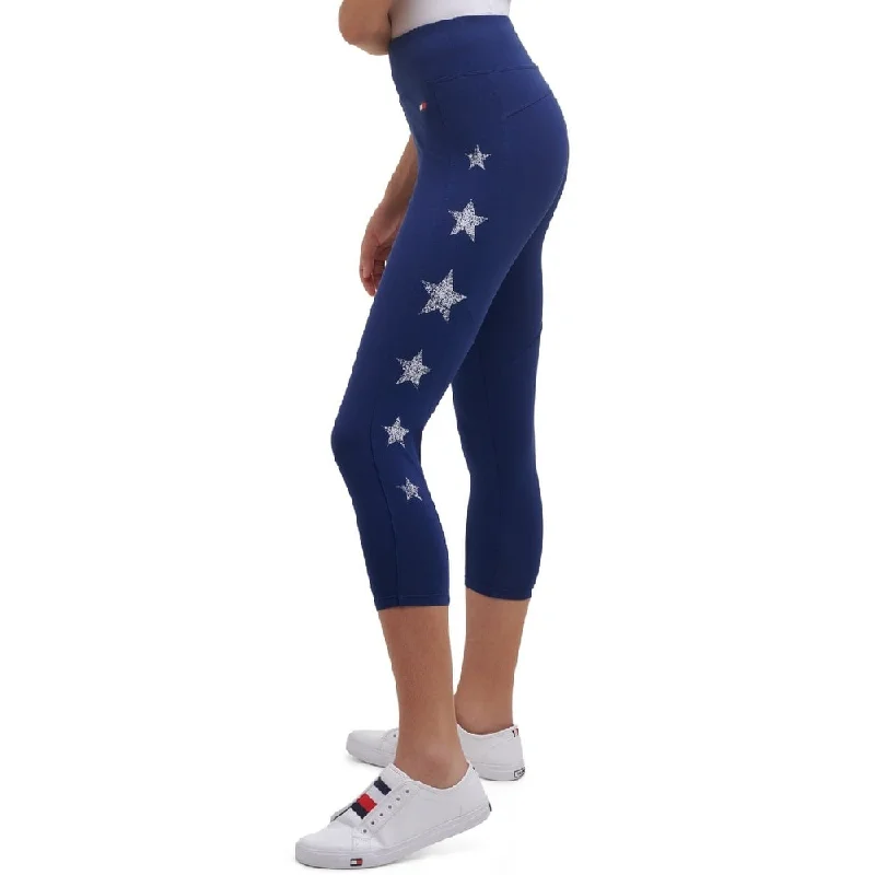 Tommy Hilfiger Women's Star Print Cropped Leggings Blue Size X-Large