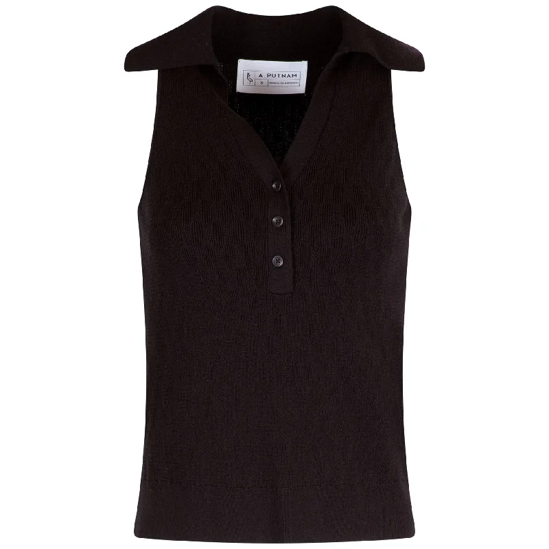 Womens Knit Tank Polo Black - AW24