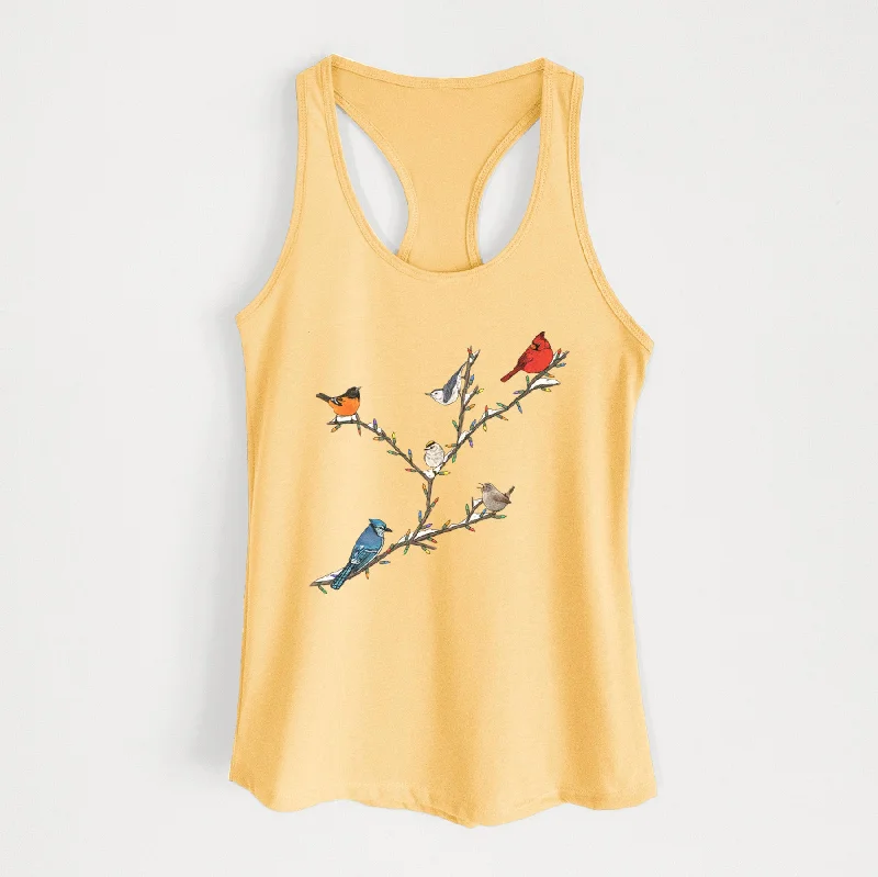 Christmas Backyard Birds - Women's Racerback Tanktop