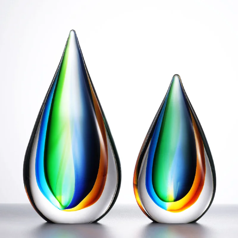 Hand Blown Teardrop Sommerso Art Glass Sculpture 7.5-10 inch tall