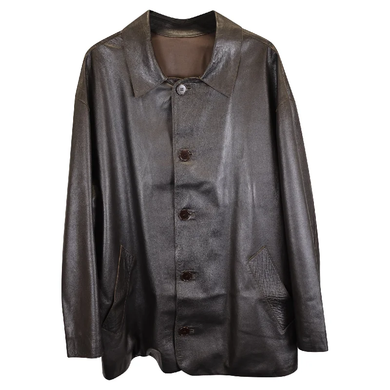 Fendi Vintage Single-Breasted Jacket in Brown Leather