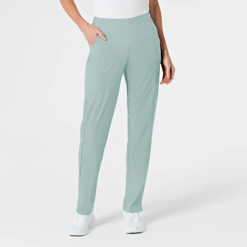 W123 Women's Flat Front Cargo Scrub Pant - Sky Blue