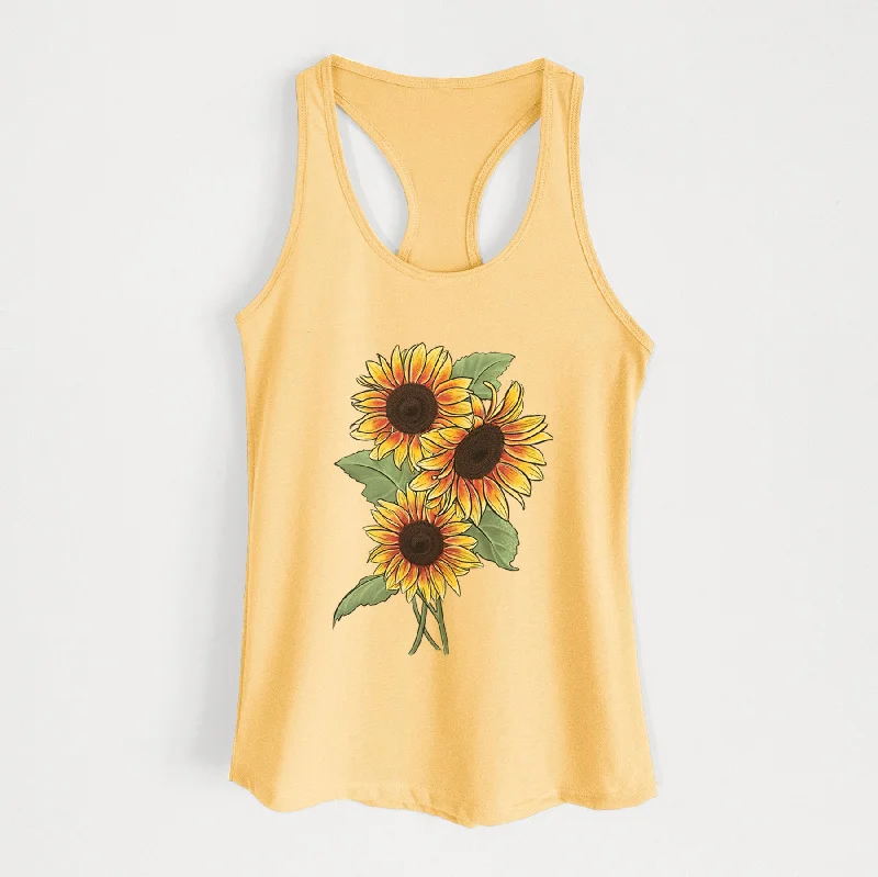 Firecracker Sunflowers - Helianthus annuus - Women's Racerback Tanktop