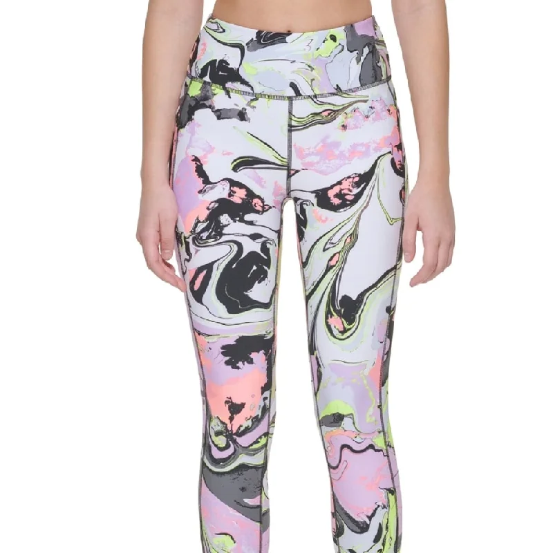 Dkny Women's Printed High Waist 7/8 Leggings Pink Size Large