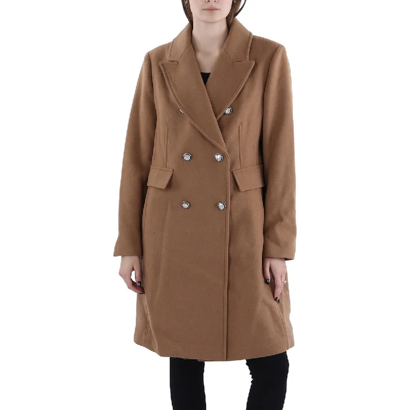 Vince Camuto Womens Petites Wool Blend Collared Wool Coat