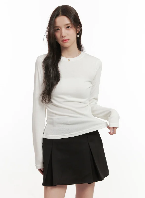 Classic Round Neck Long Sleeve Top ON429