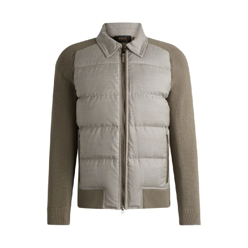 Hybrid jacket with goose down and feather filling