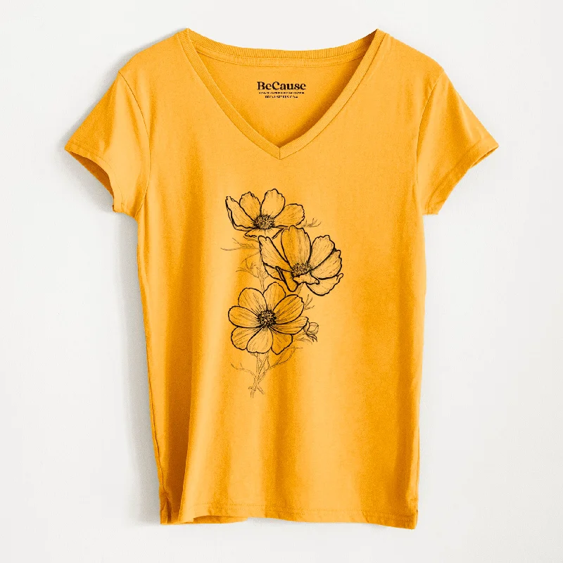 Garden Cosmos - Apollo White Cosmos bipinnatus - Women's 100% Recycled V-neck