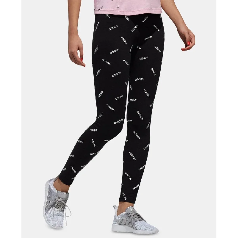 Adidas Women's Logo-Print Leggings Black Size Small