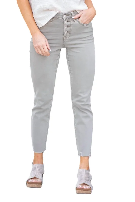 High Rise Button Up Slim Straight Jeans In Maeve