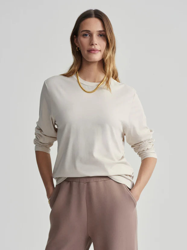 Leah Long Sleeve Boyfriend Tee - Oatmeal