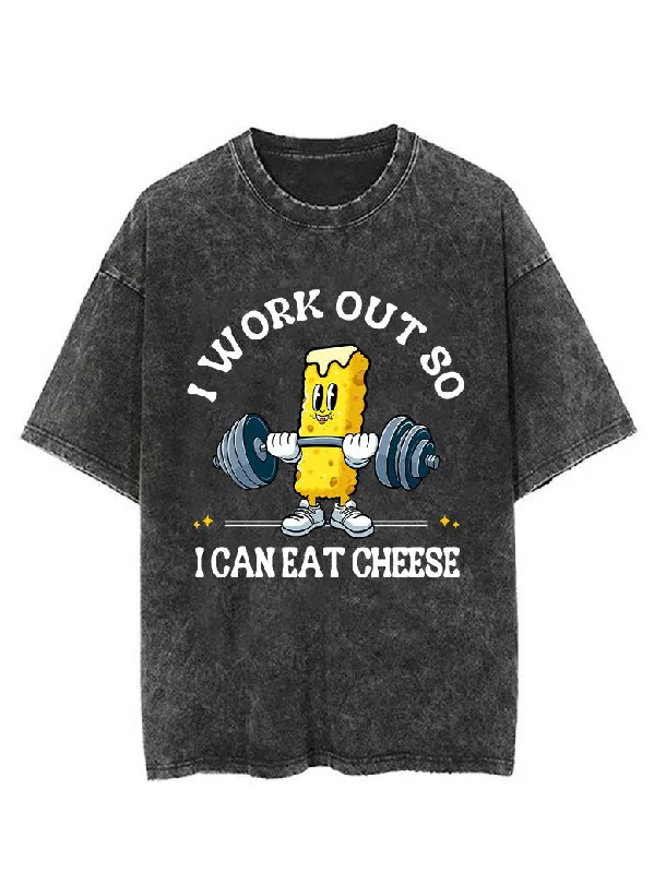 I WORK OUT SO I CAN EAT CHEESE  VINTAGE GYM SHIRT