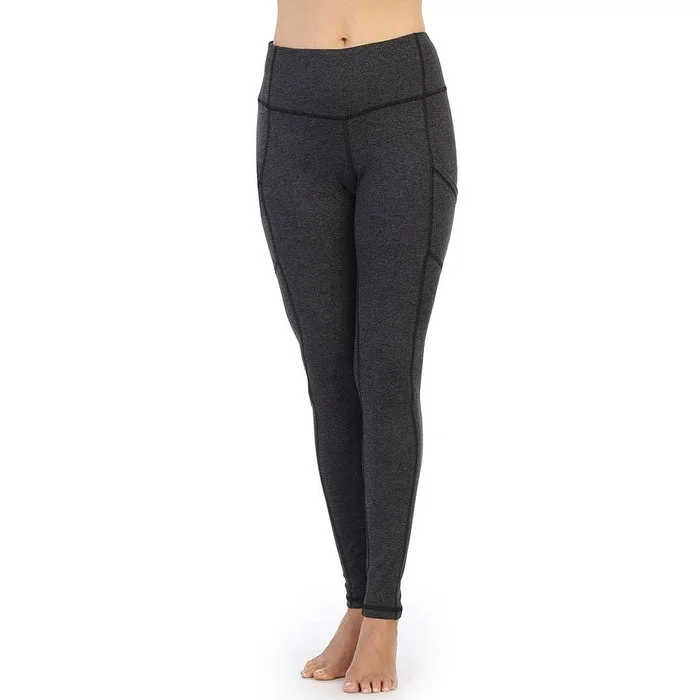 American Fitness Couture Women's High Waist Full Length Pocket Compression Leggings Black Size Small