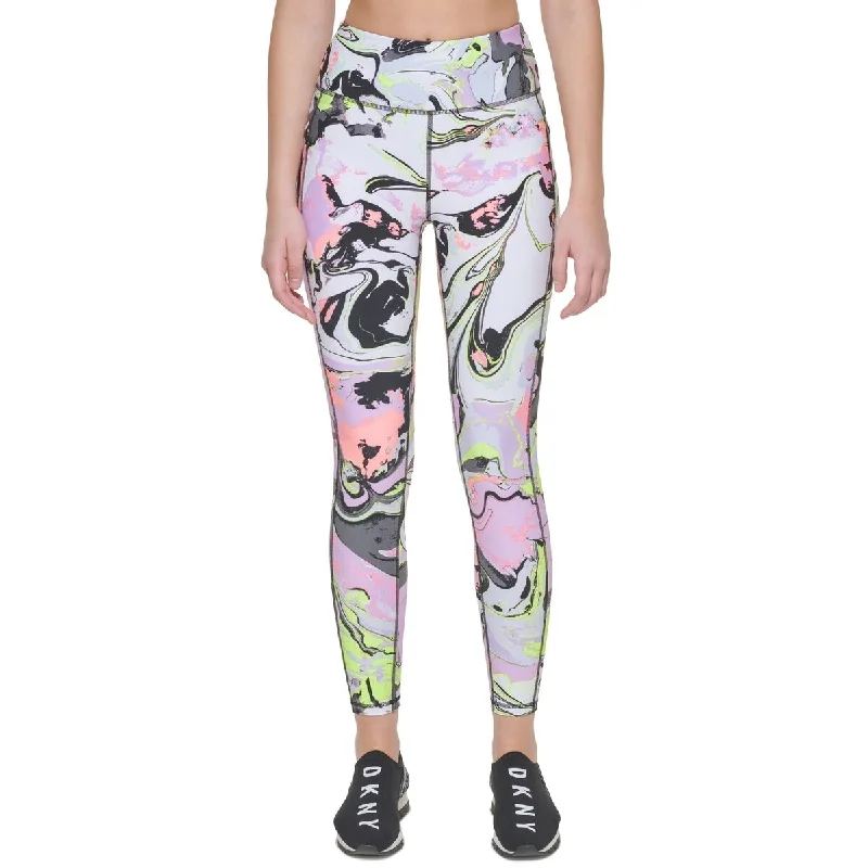 Dkny Women's Printed High Waist 7/8 Leggings Pink Size X-Large