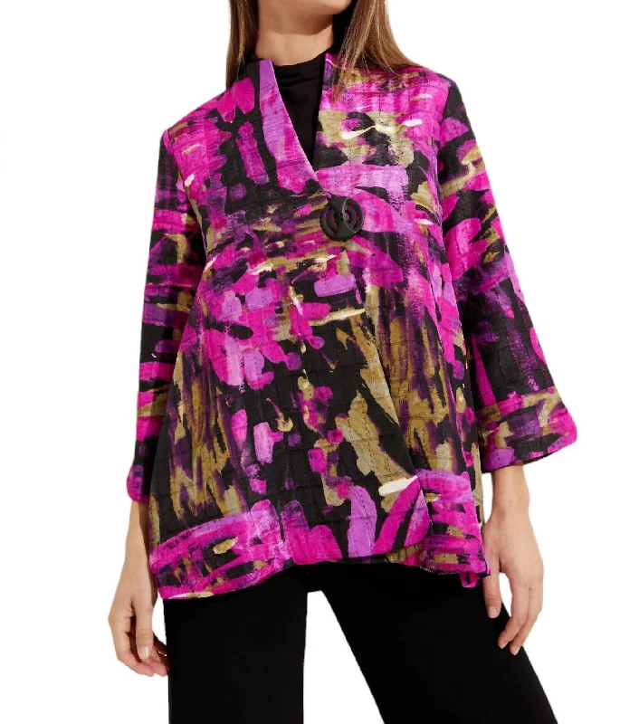 Abstract Print Jacket In Black/multi