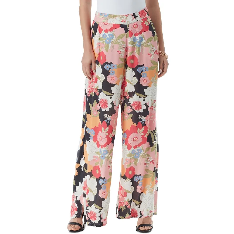 Jessica Simpson Womens Floral Print Elastic Wide Leg Pants