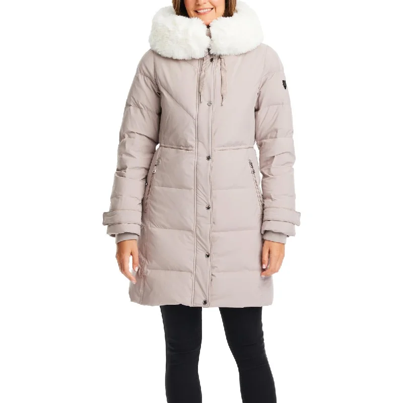 Vince Camuto Womens Faux Fur Trim Cold Weather Parka Coat