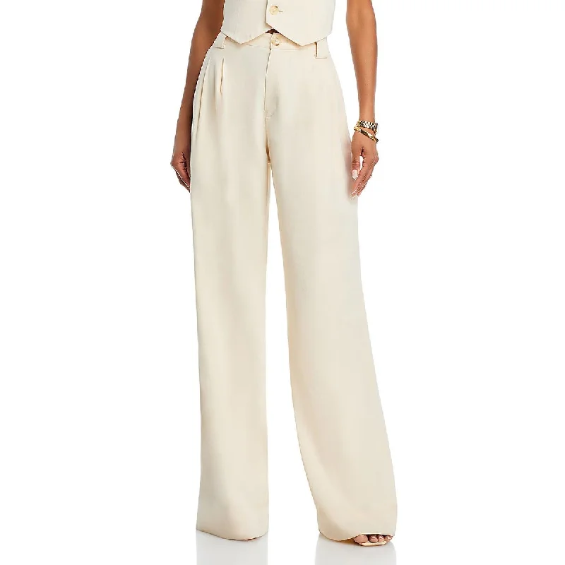 Womens Linen Pleated Trouser Pants