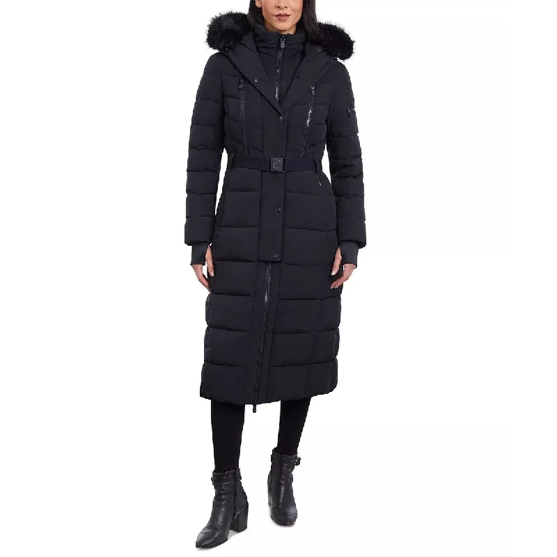 Michael Michael Kors Women's Black Scuba Belted Maxi Coat