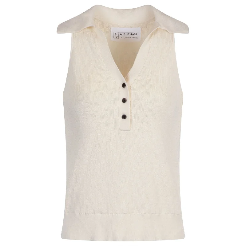 Womens Knit Tank Polo Cream - AW24