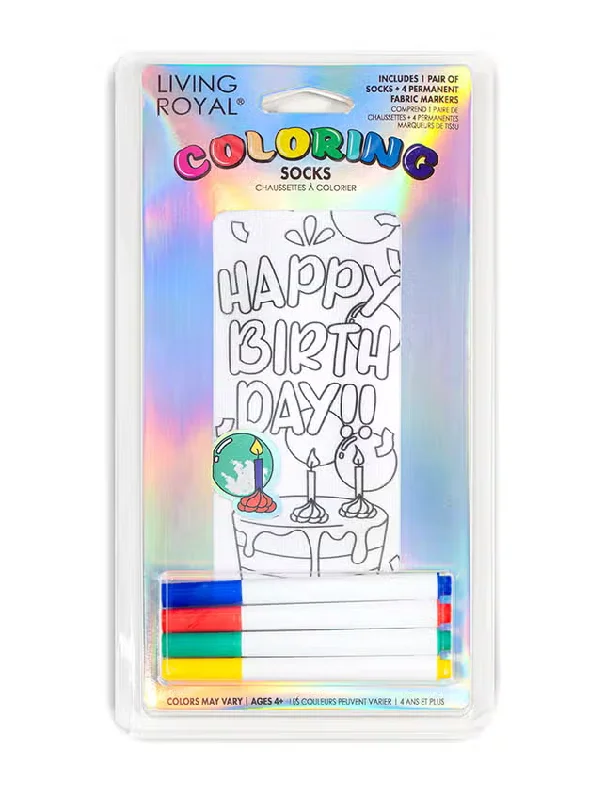 Happy Birthday Coloring Socks