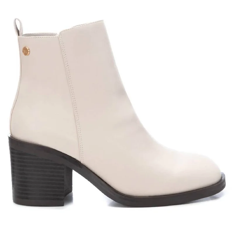 Women's Leather Booties In Ice