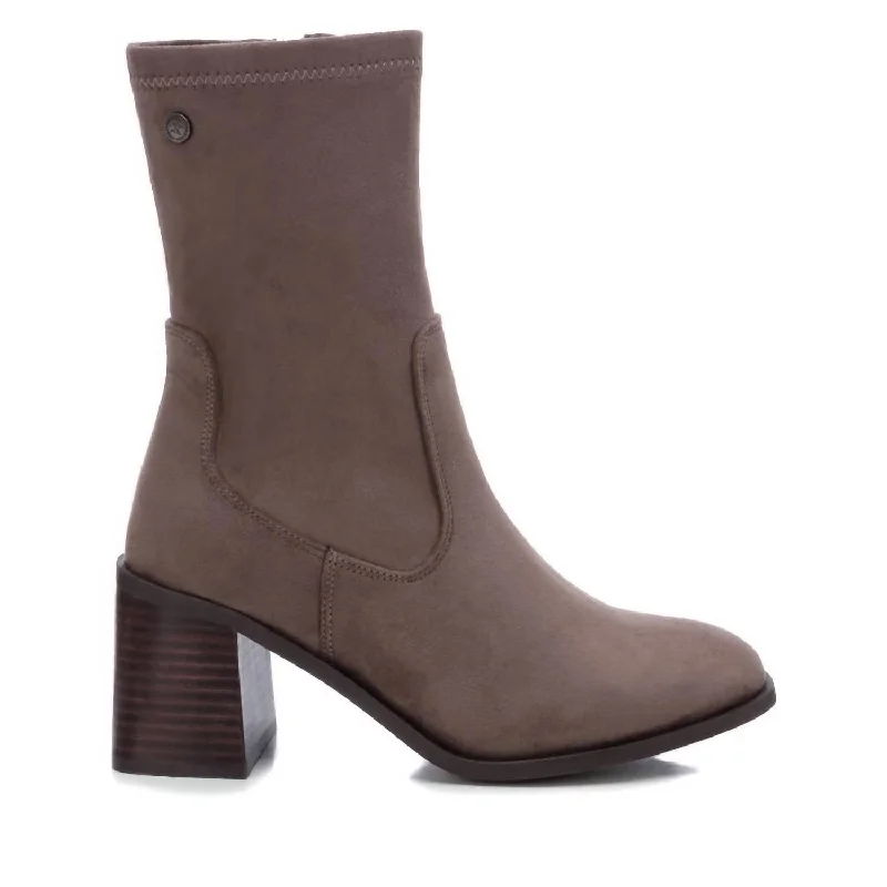 Women's Side Zip Booties In Taupe