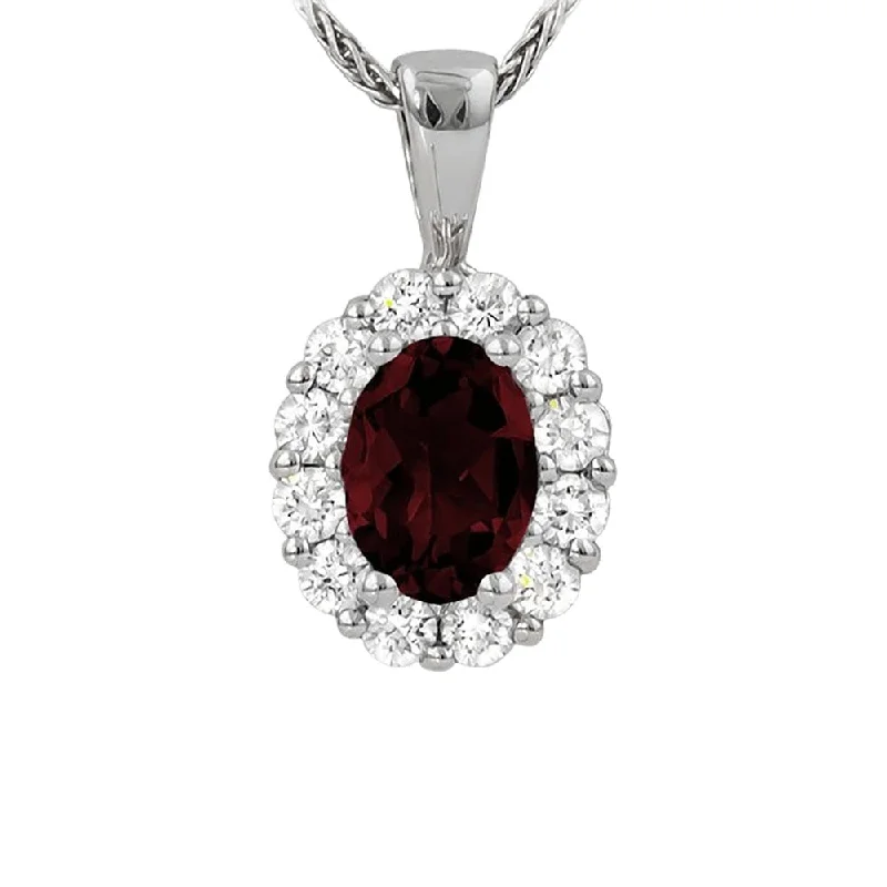 Garnet and Diamond Halo Pendant