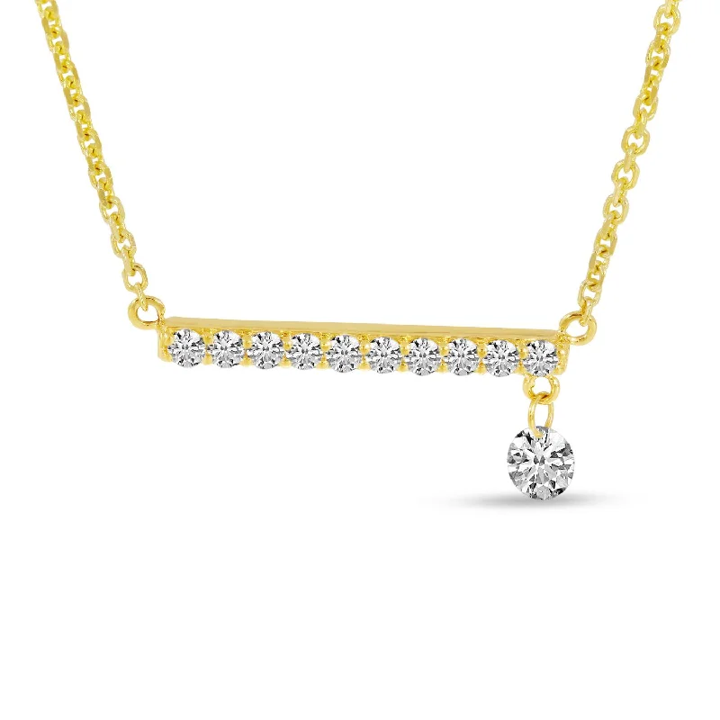 14K Yellow Gold 0.25ctw Dashing Diamond Bar Necklace by Brevani