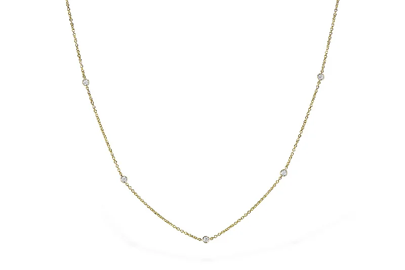 engraved silver stud necklaces-women's urban casual pumps-14K Yellow Gold 0.25ctw Round Diamond Station Necklace by Allison Kaufman